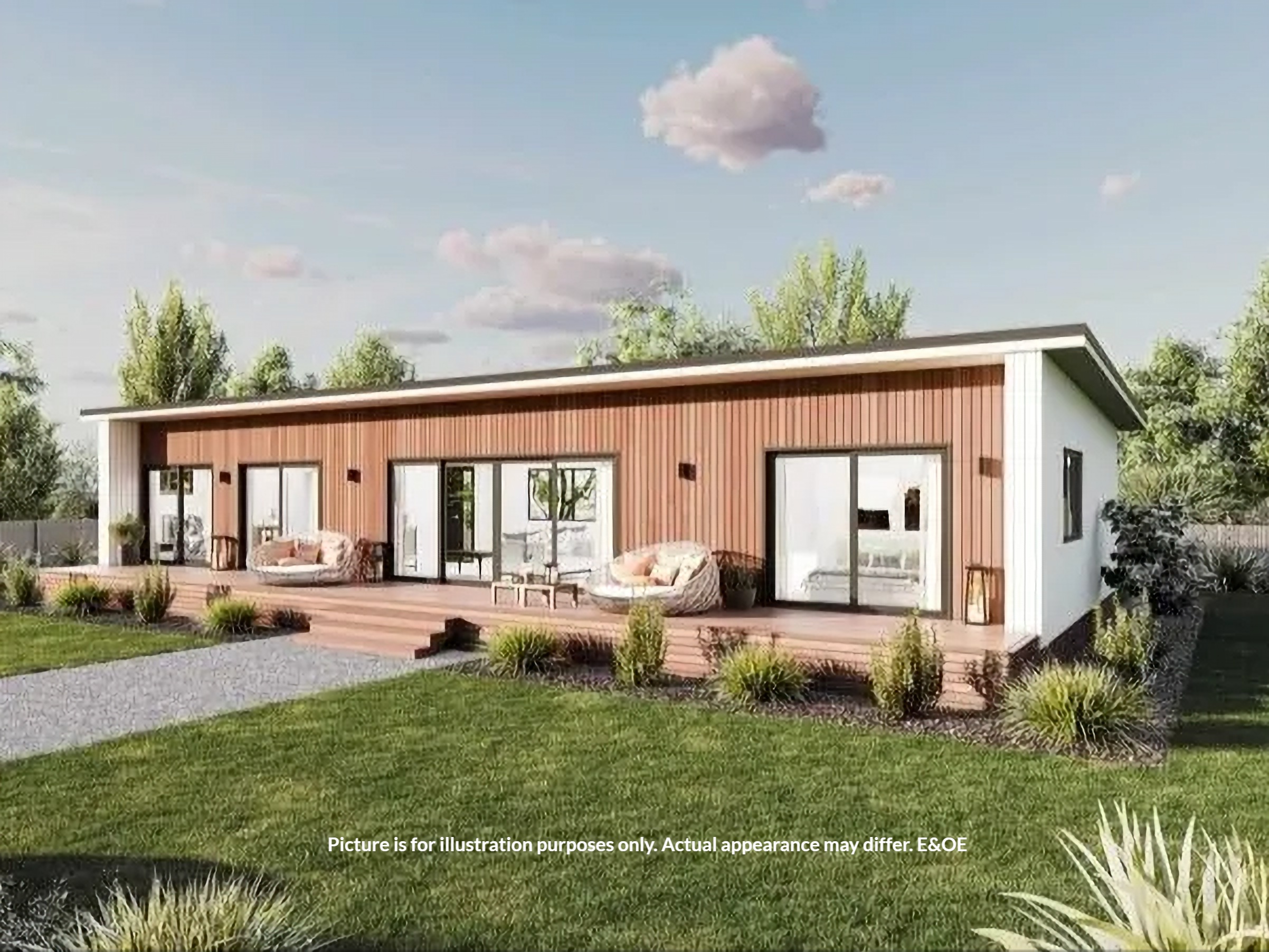 Tranquility modular home exterior — spacious 2-bed plus den